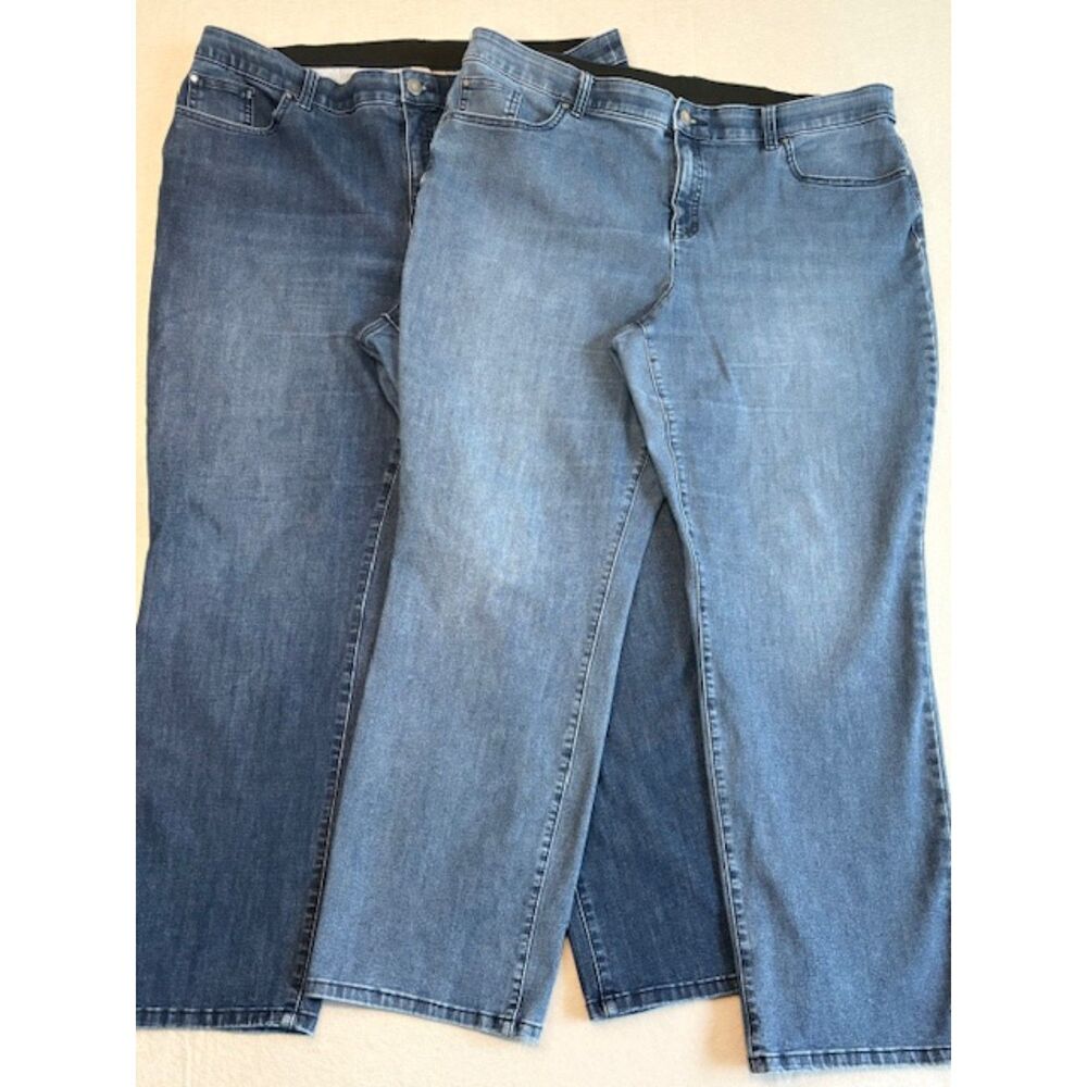 Chico's Fabulous Slimming Jeans Womens Sz 3 Short, 2 Pairs Stretch Rivet Pockets